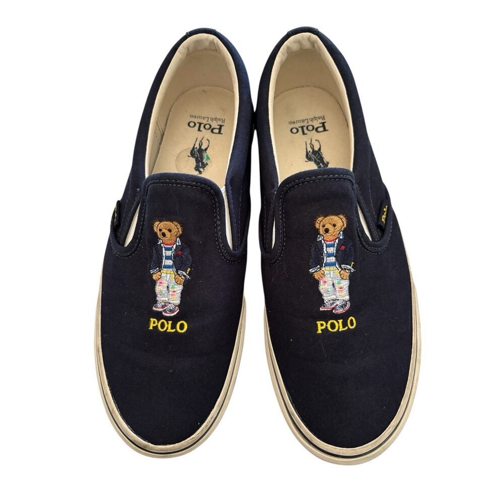 Polo Ralph Lauren Polo Bear Keaton Slip-On Sneaker Navy Men's Size 7.5 - Picture 2 of 9